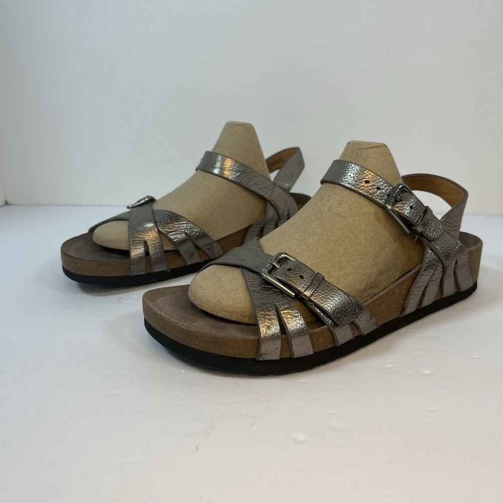 Sofft Bali Sandal Women's Size 7 Metallic Silver Ankle Strap Barretta Sandal